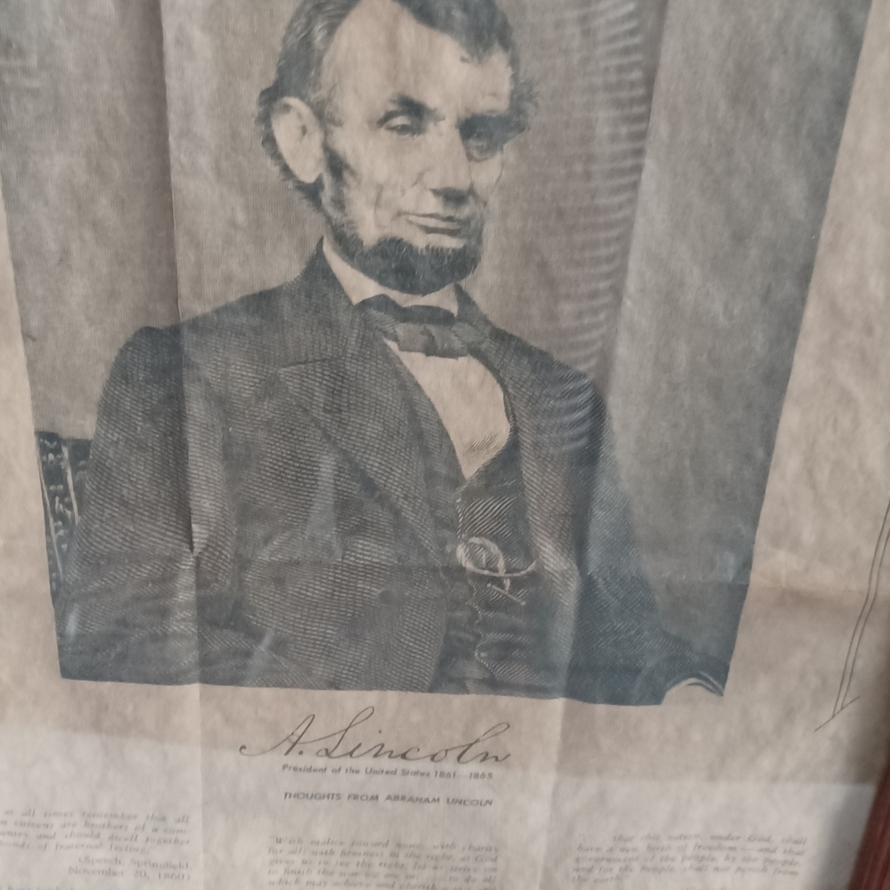 Collectible Framed Abraham Lincoln portrait on Vintage parchment paper - Picture 2 of 3